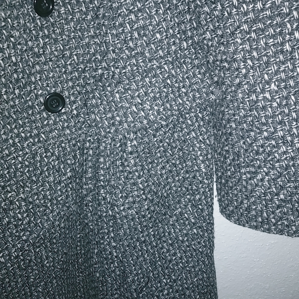 Anthropologie Beth Bowley L Tweed Double Breasted Overcoat in Black White - Picture 5 of 9